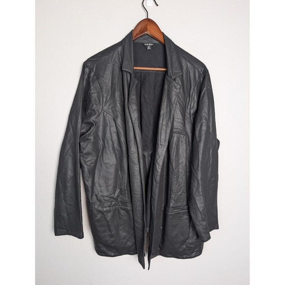 Lucky Brand Jackets & Blazers - Lucky Brand Blazer 3XL‎ Black Cotton Open Front Relaxed Fit Jacket